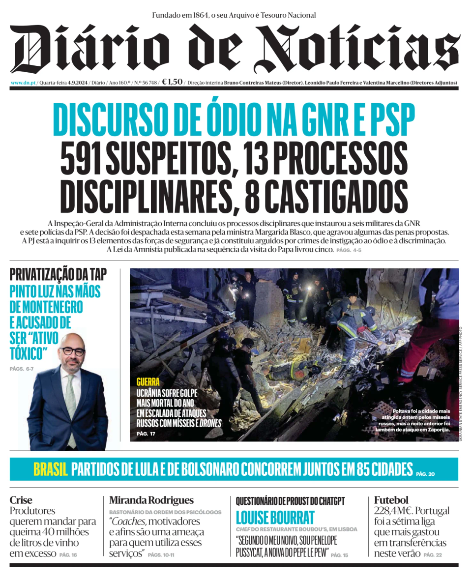 Prima-pagina-Diario de Noticias-edizione-di-oggi-20240904